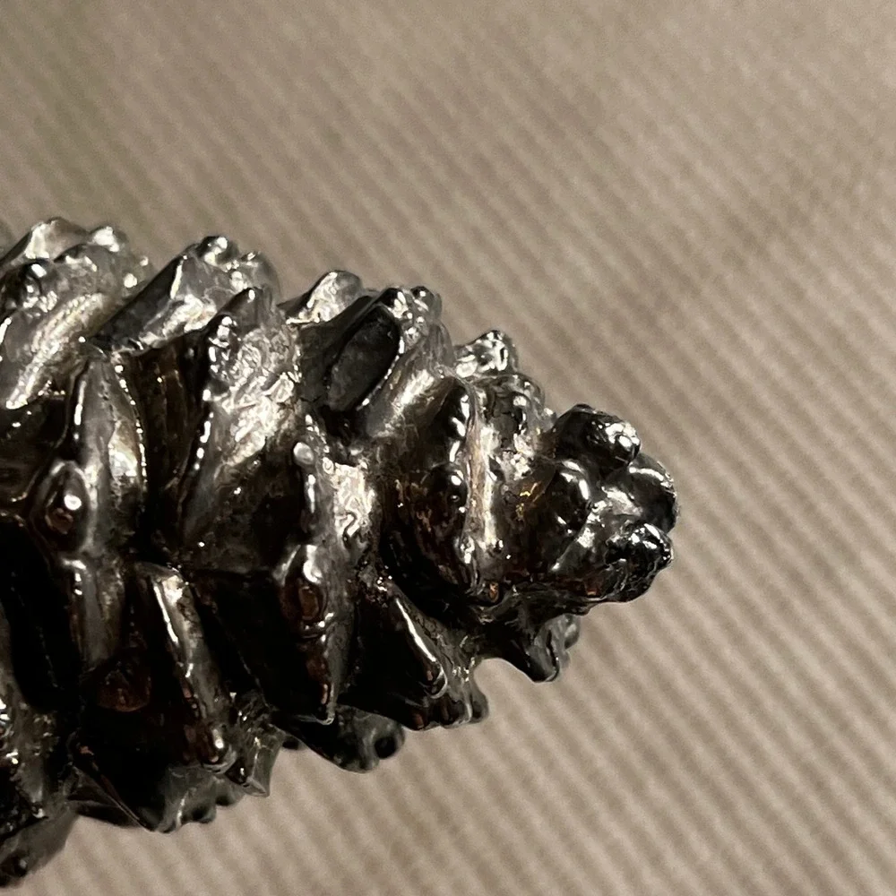 Vintage‎ Silver Tone Metal Pinecone Decorative Figurine Paperweight Rustic Decor